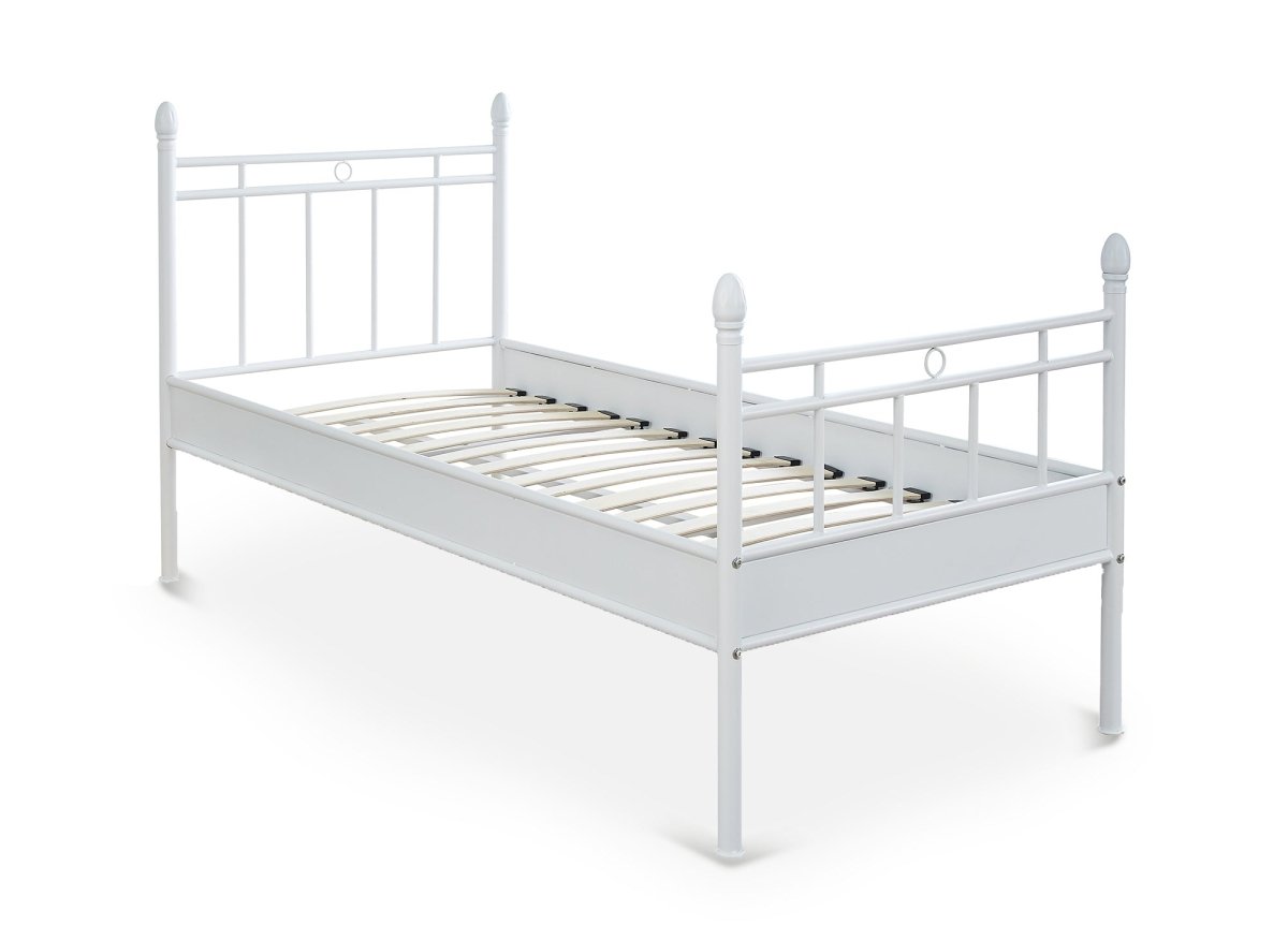 Lit simple en métal blanc KADY 90 x 190 cm - DécoInParis