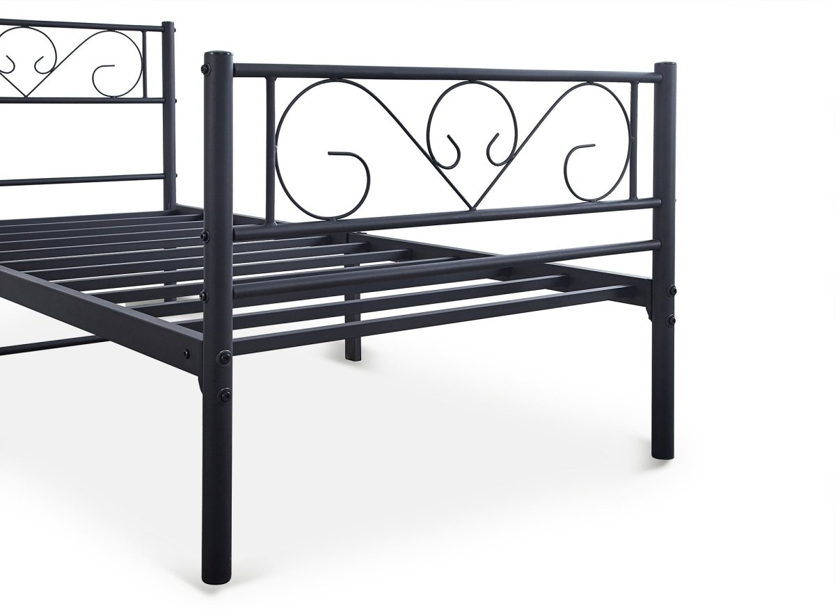 Lit simple en métal noir LUCINA 90 x 190 cm - DécoInParis