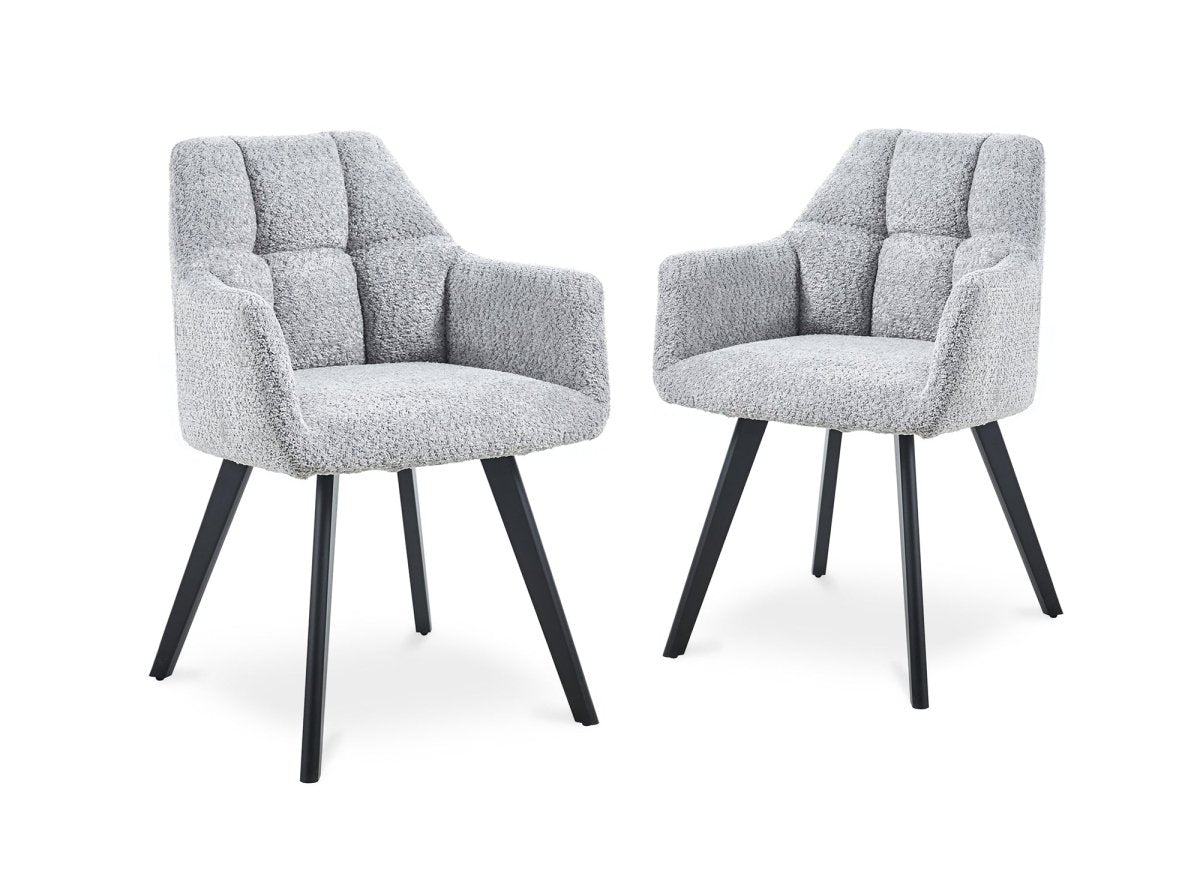 Lot de 2 chaises avec accoudoirs effet peau de mouton gris clair ESPERA - DécoInParis