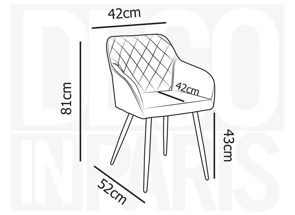 Lot de 2 chaises avec accoudoirs en velours beige KANA - DécoInParis