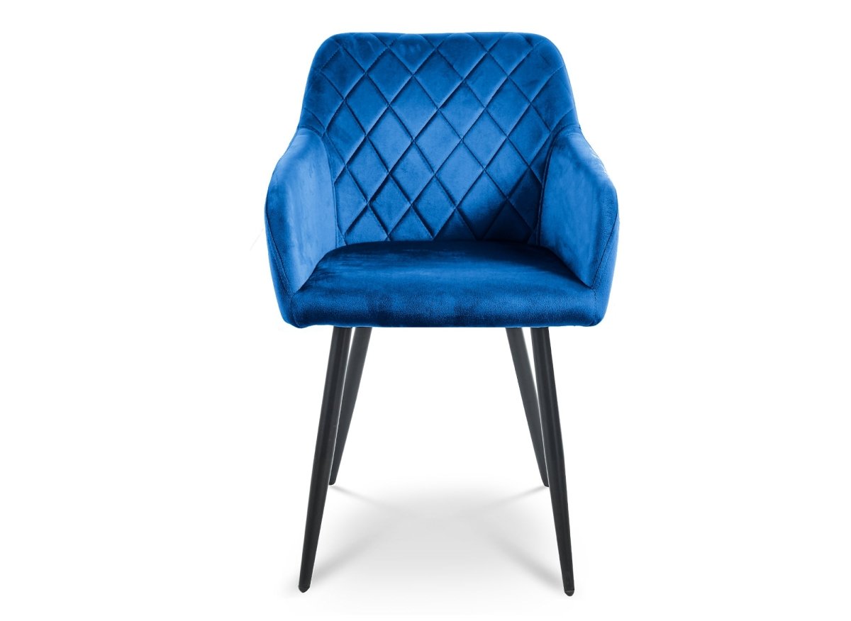 Lot de 2 chaises avec accoudoirs en velours bleu KANA - DécoInParis
