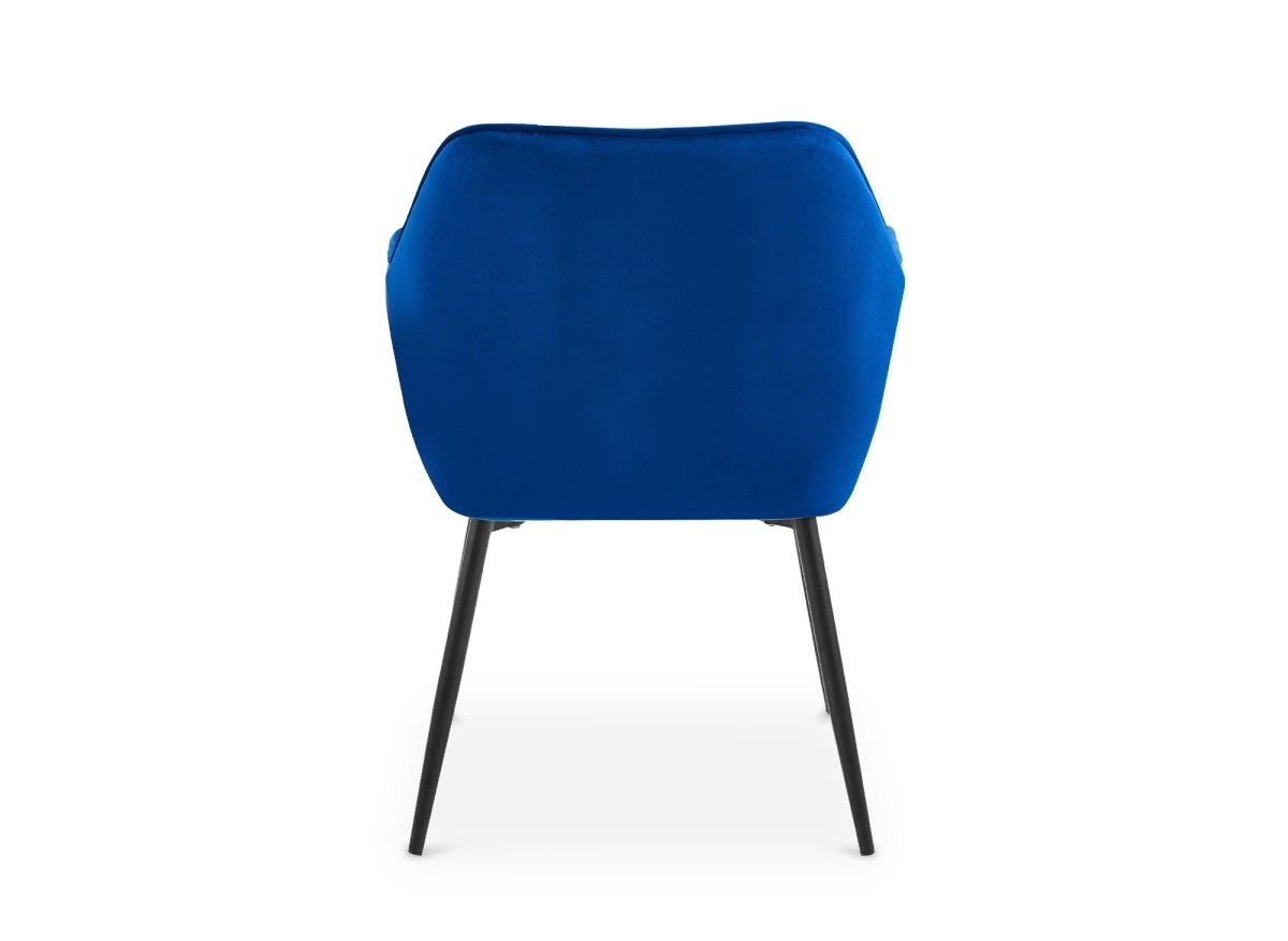 Lot de 2 chaises avec accoudoirs en velours bleu pieds noirs EDWIGE - DécoInParis