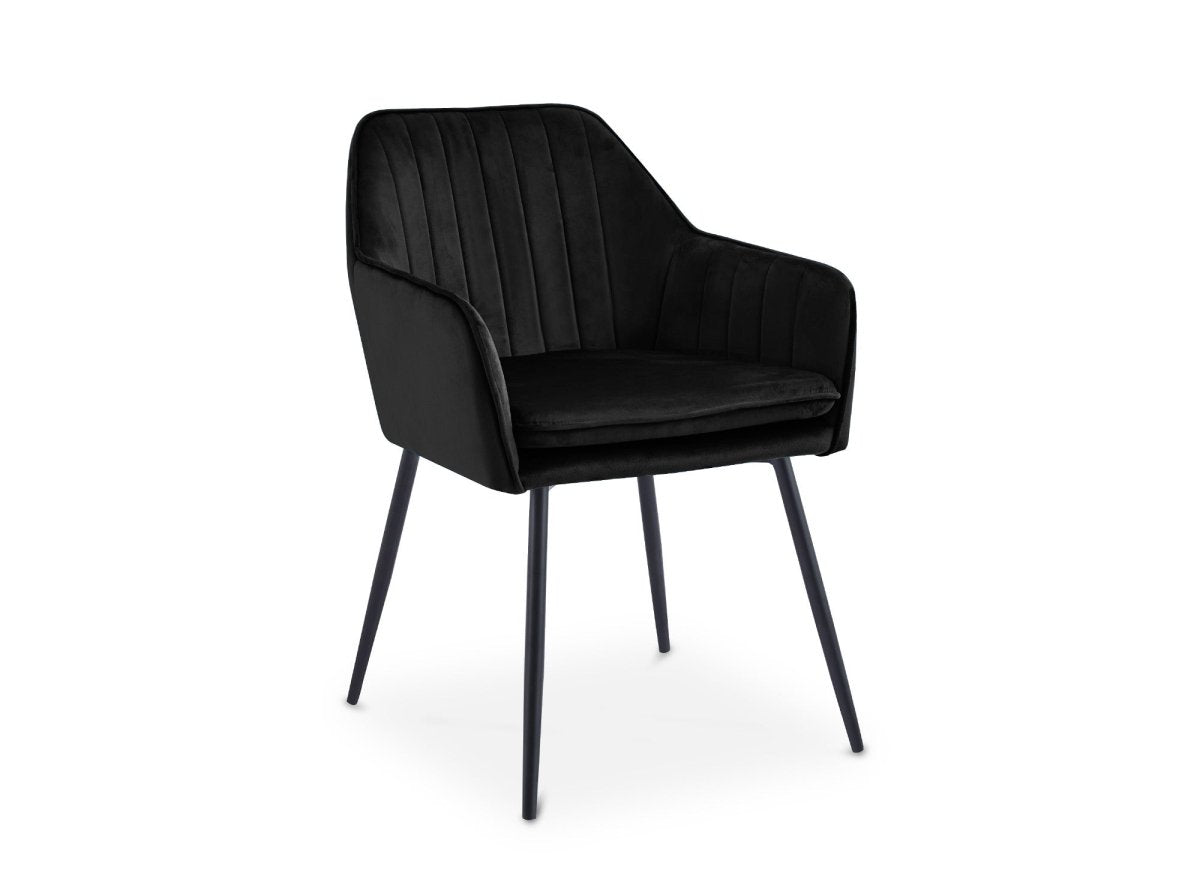 Lot de 2 chaises avec accoudoirs en velours noir pieds noirs EDWIGE - DécoInParis