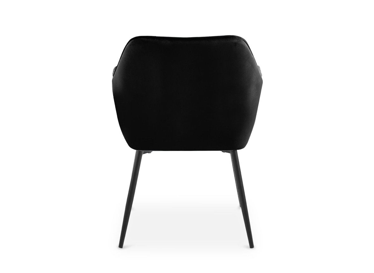Lot de 2 chaises avec accoudoirs en velours noir pieds noirs EDWIGE - DécoInParis