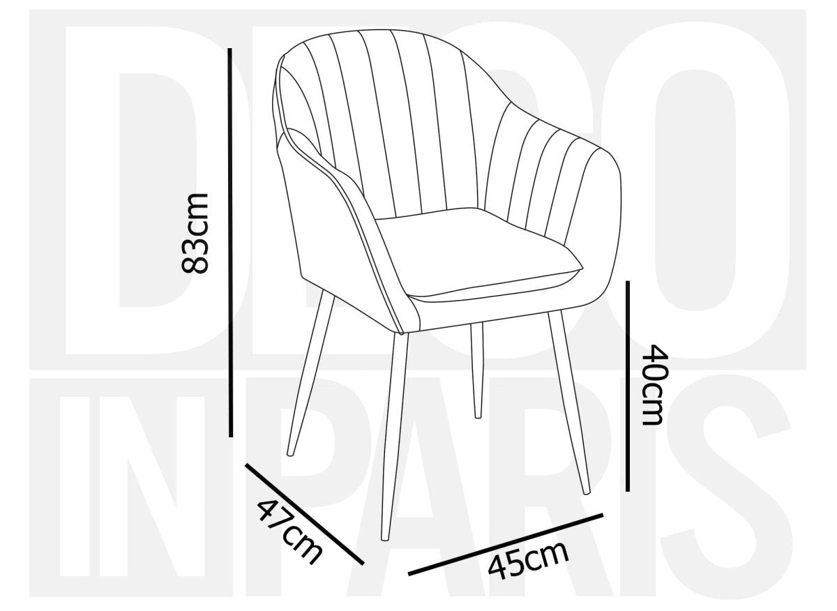 Lot de 2 chaises avec accoudoirs en velours vert pieds noirs EDWIGE - DécoInParis