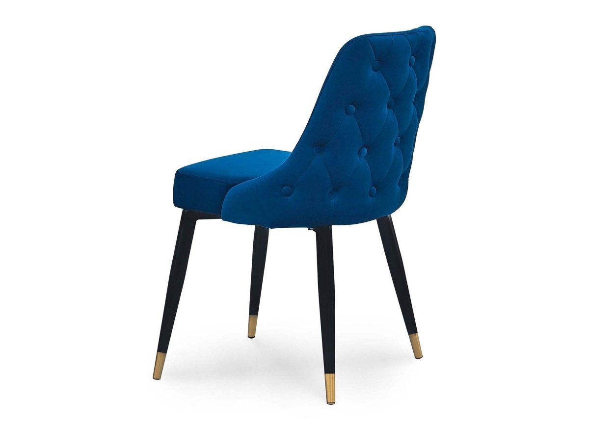 Lot de 2 chaises capitonnées en velours bleu DORINA - DécoInParis