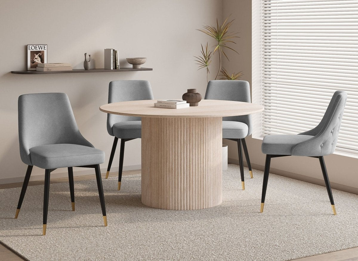 Lot de 2 chaises capitonnées en velours gris DORINA - DécoInParis