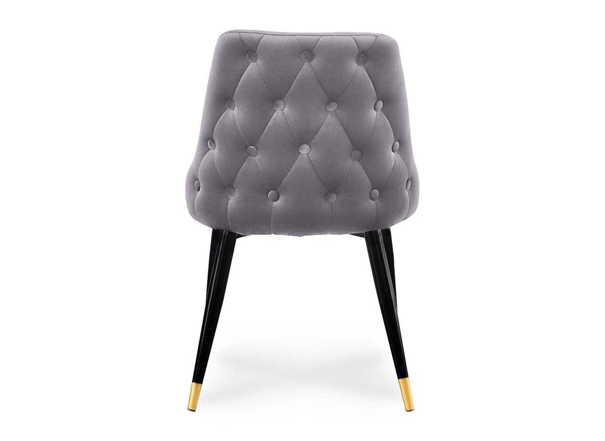 Lot de 2 chaises capitonnées en velours gris DORINA - DécoInParis