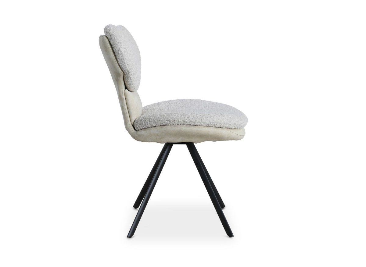 Lot de 2 chaises design en tissu bouclette beige MILIA - DécoInParis