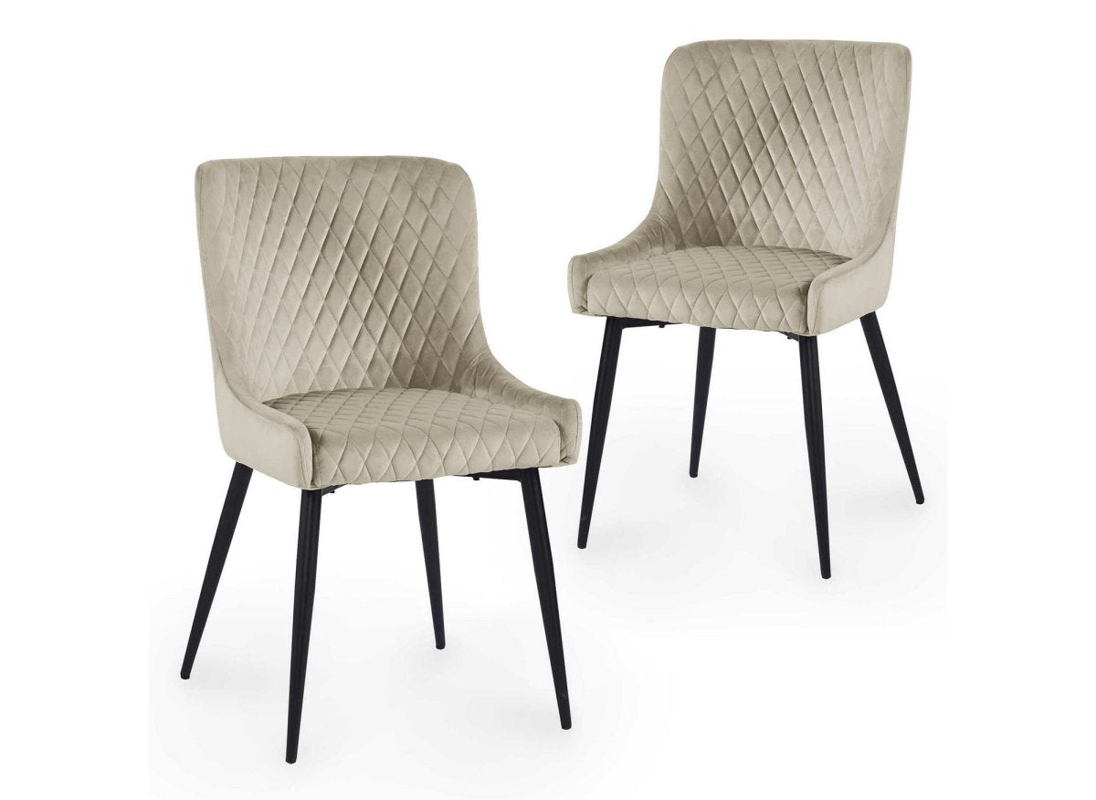 Lot de 2 chaises design en velours beige JENNY - DécoInParis