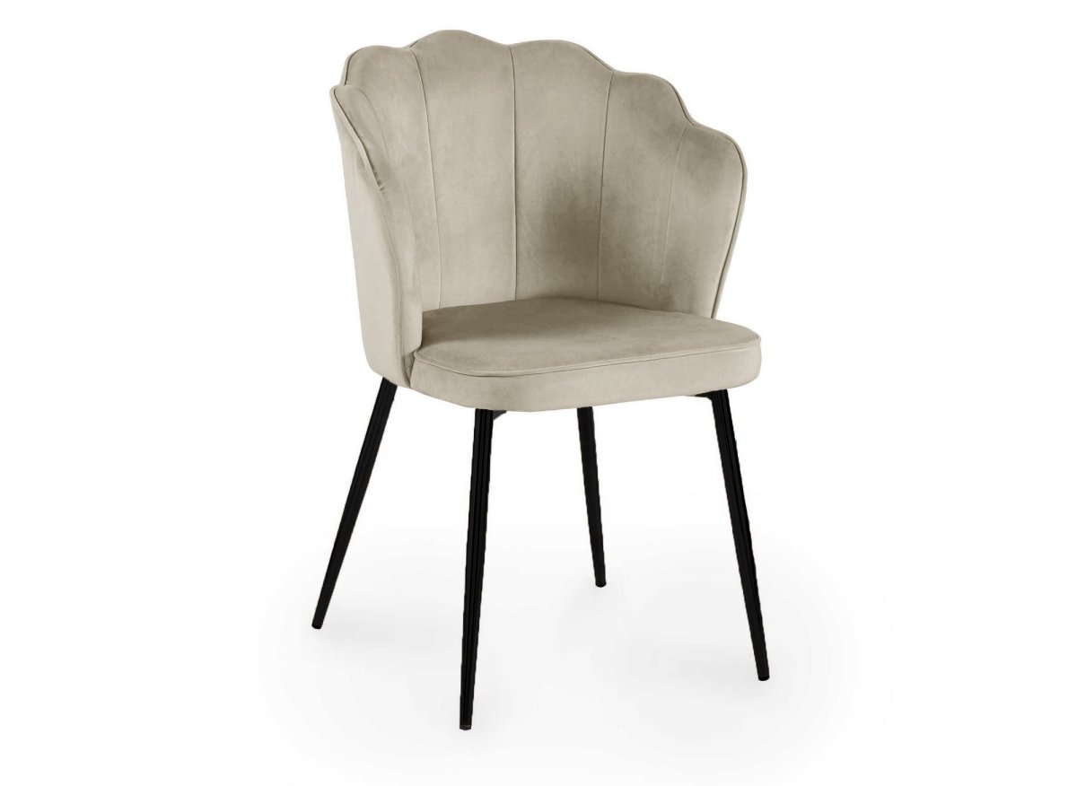 Lot de 2 chaises design en velours beige pieds noirs GARANCE - DécoInParis