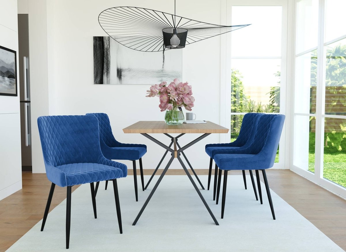Lot de 2 chaises design en velours bleu JENNY - DécoInParis