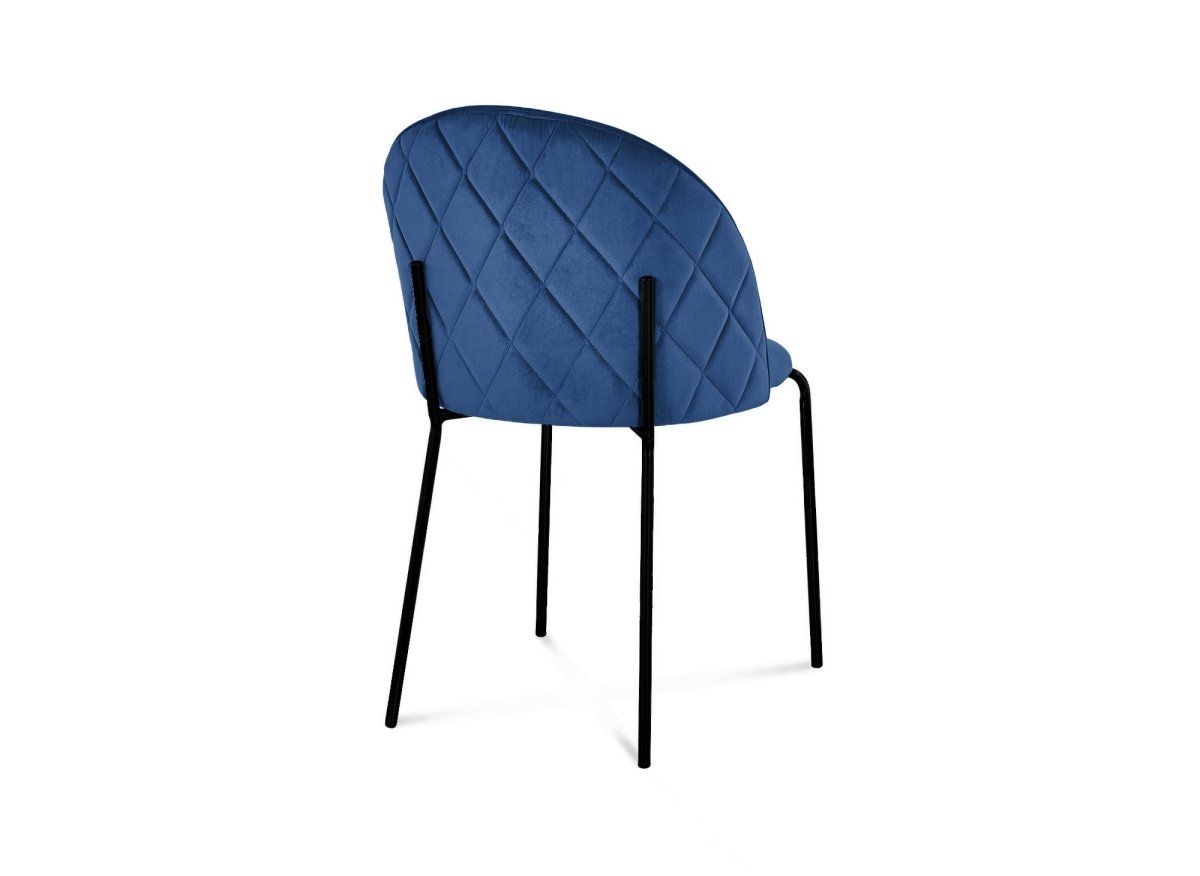 Lot de 2 chaises design en velours bleu pieds noirs KENNETH - DécoInParis