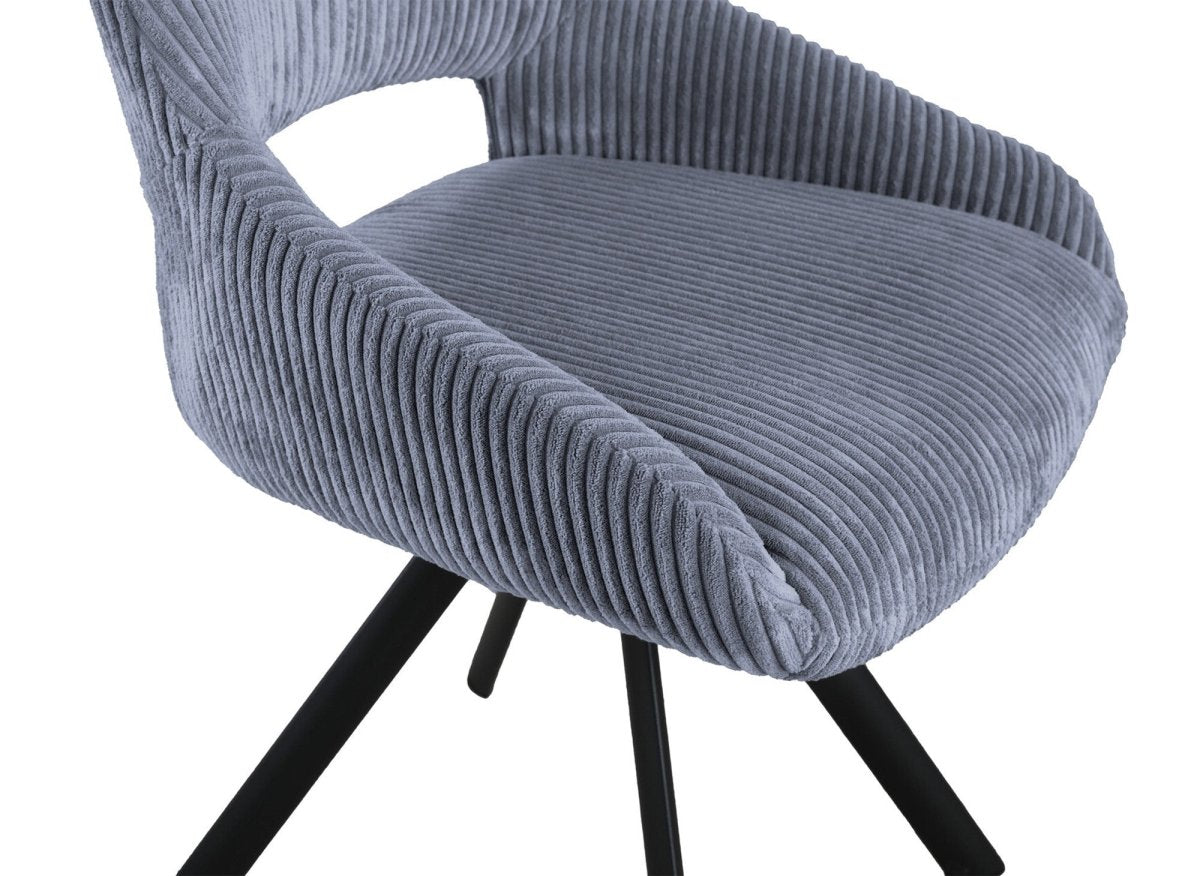 Lot de 2 chaises design en velours côtelé gris SYRA - DécoInParis
