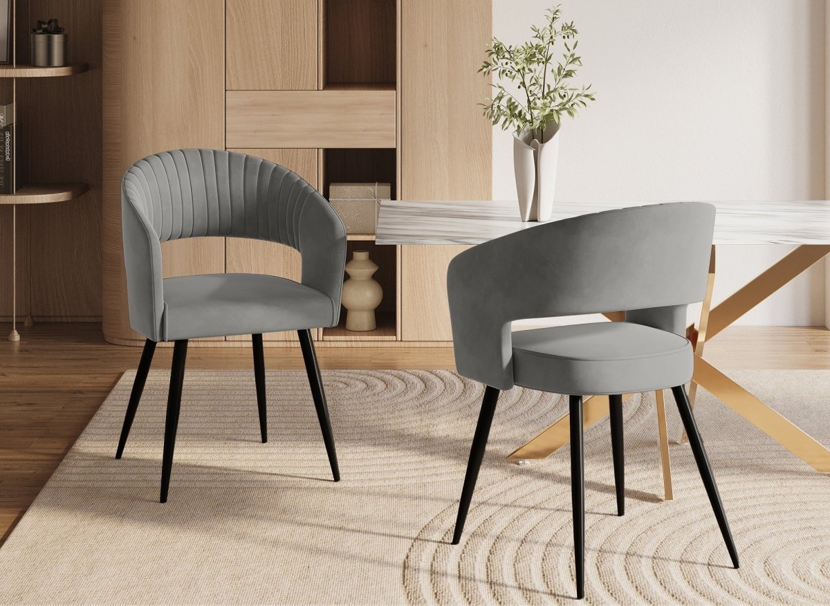 Lot de 2 chaises design en velours gris GLORIA - DécoInParis