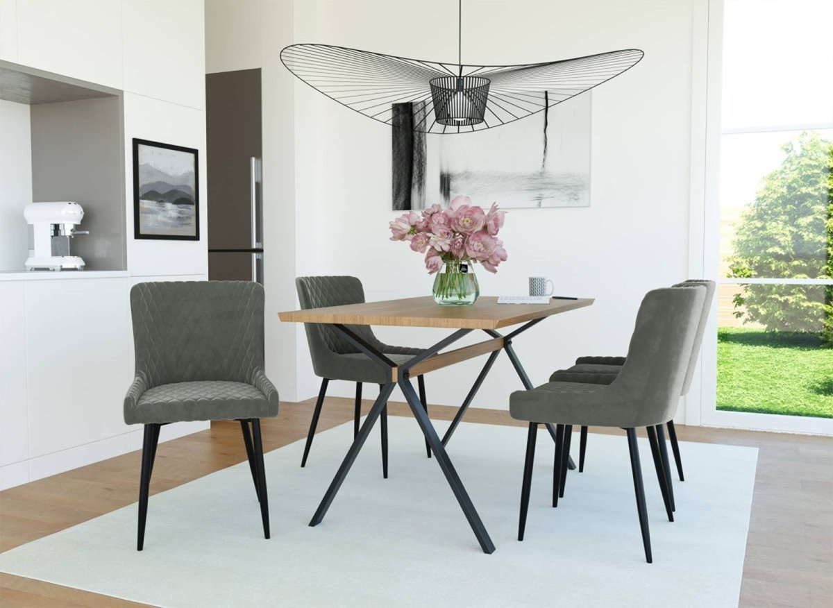 Lot de 2 chaises design en velours gris JENNY - DécoInParis