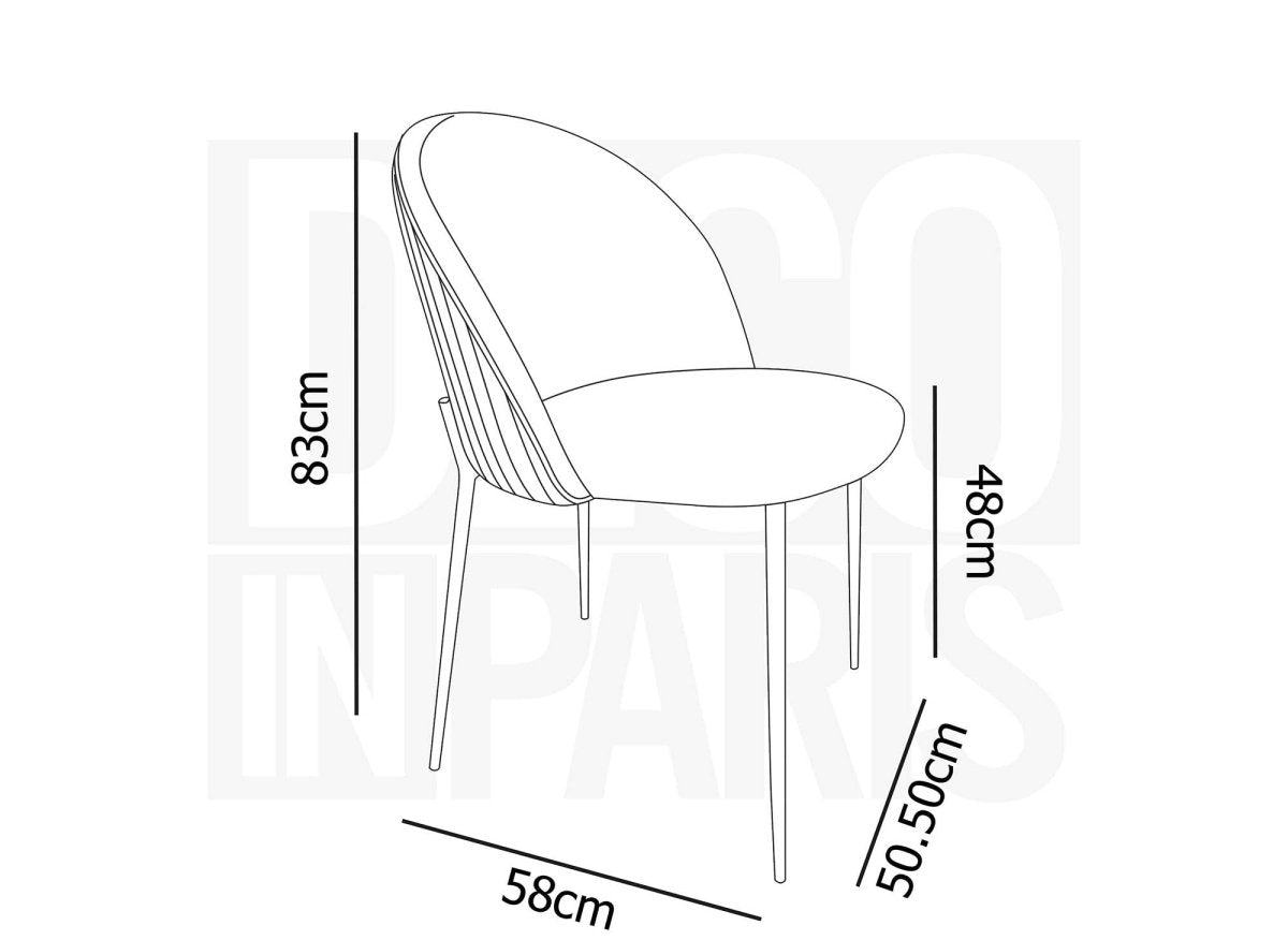 Lot de 2 chaises design en velours gris pieds noirs ARABEL - DécoInParis