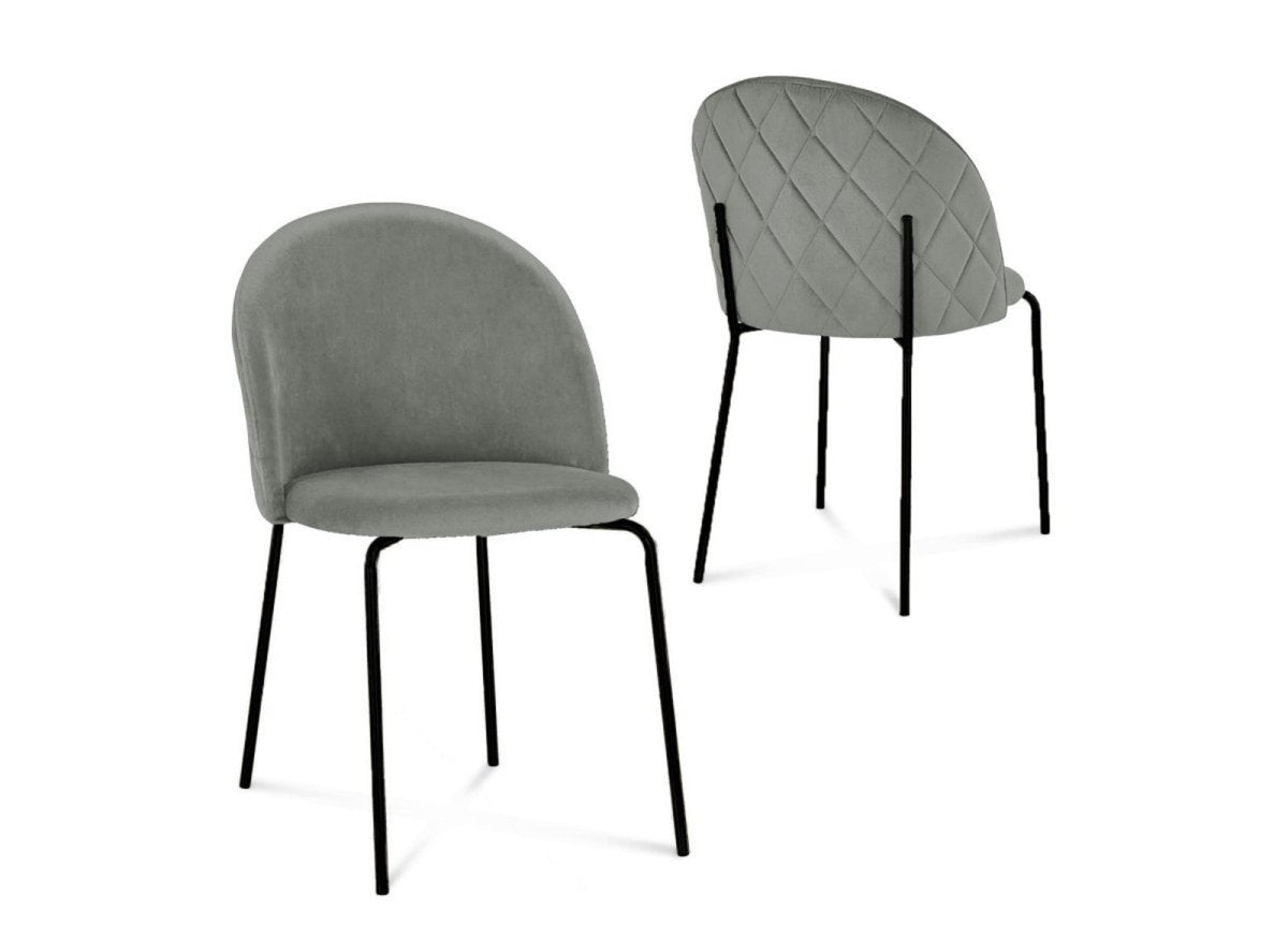 Lot de 2 chaises design en velours gris pieds noirs KENNETH - DécoInParis