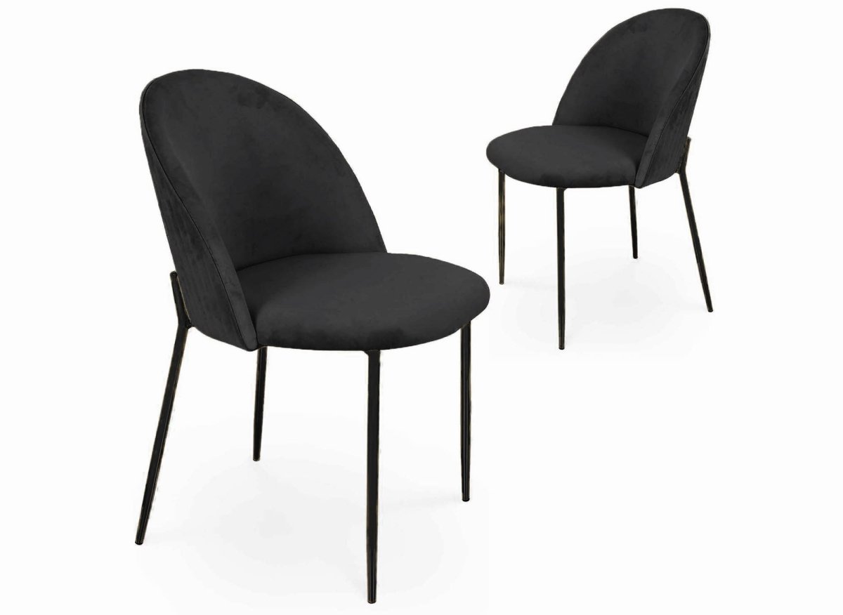 Lot de 2 chaises design en velours noir pieds noirs ARABEL - DécoInParis