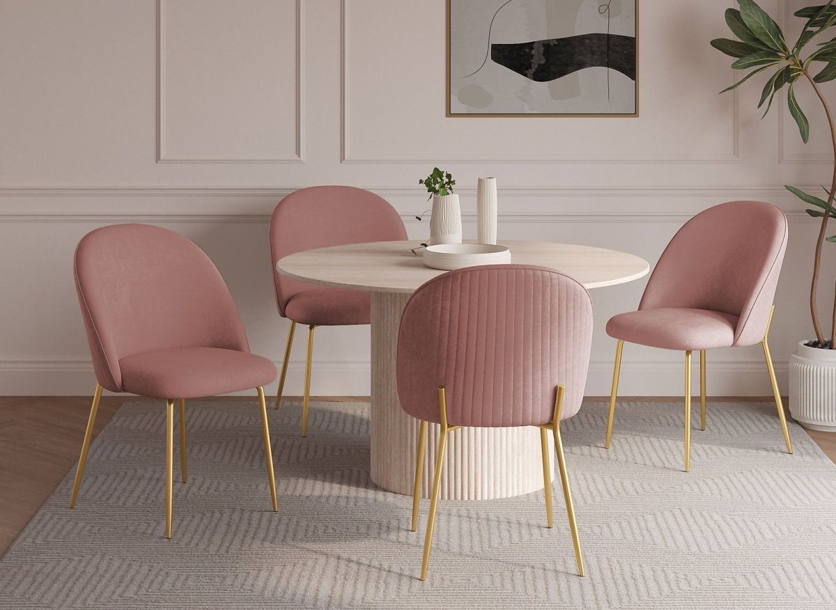 Lot de 2 chaises design en velours rose ARABEL - DécoInParis