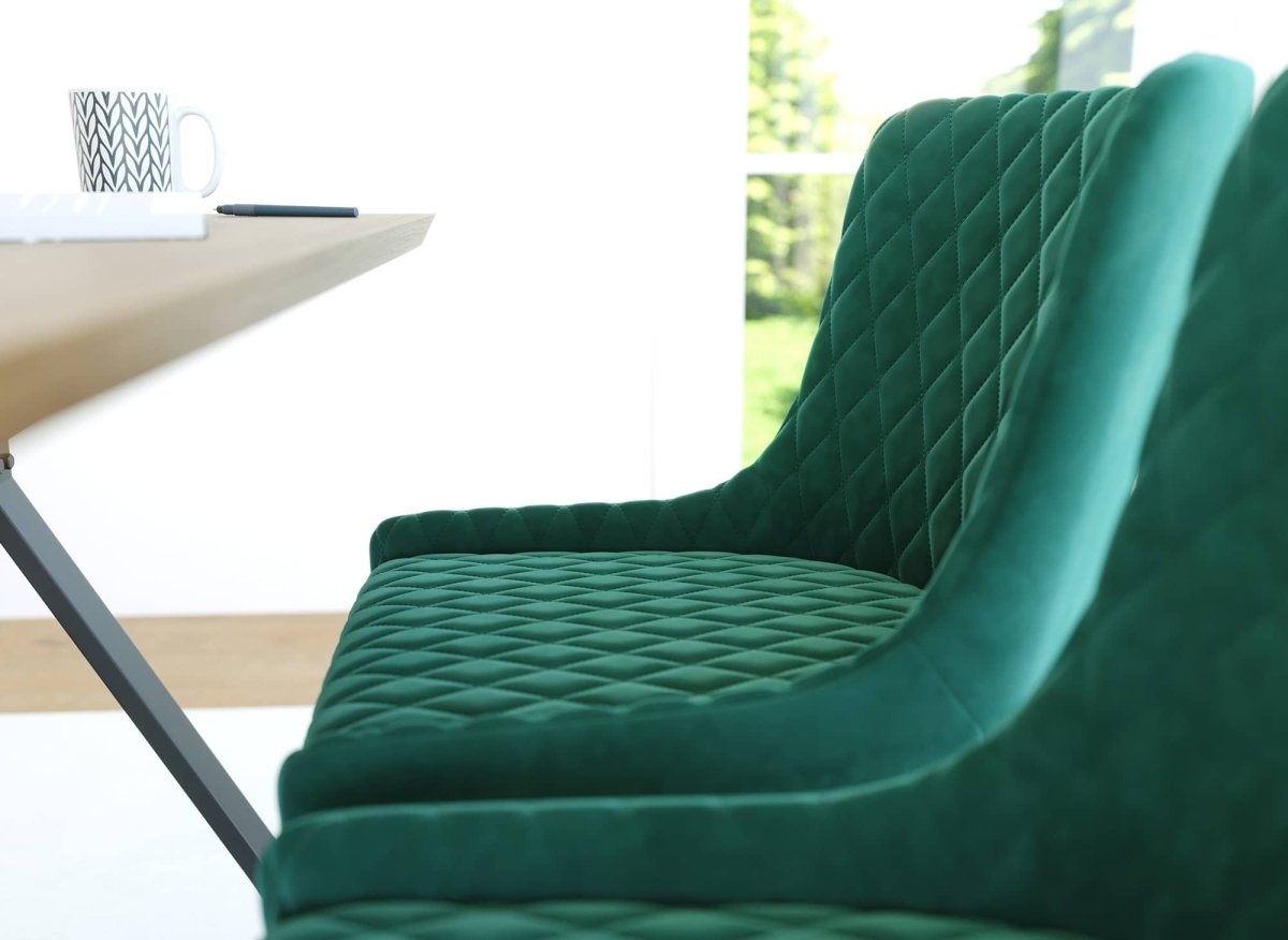 Lot de 2 chaises design en velours vert JENNY - DécoInParis