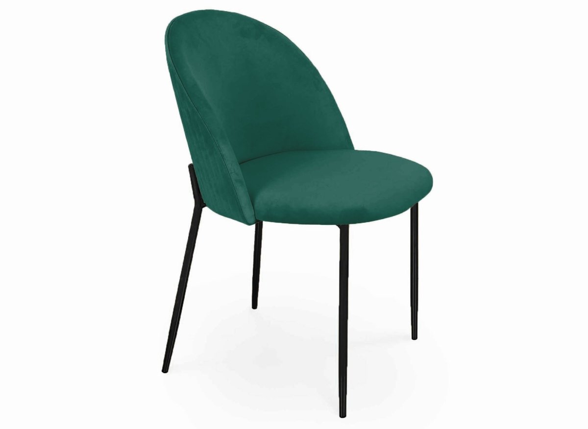 Lot de 2 chaises design en velours vert pieds noirs ARABEL - DécoInParis