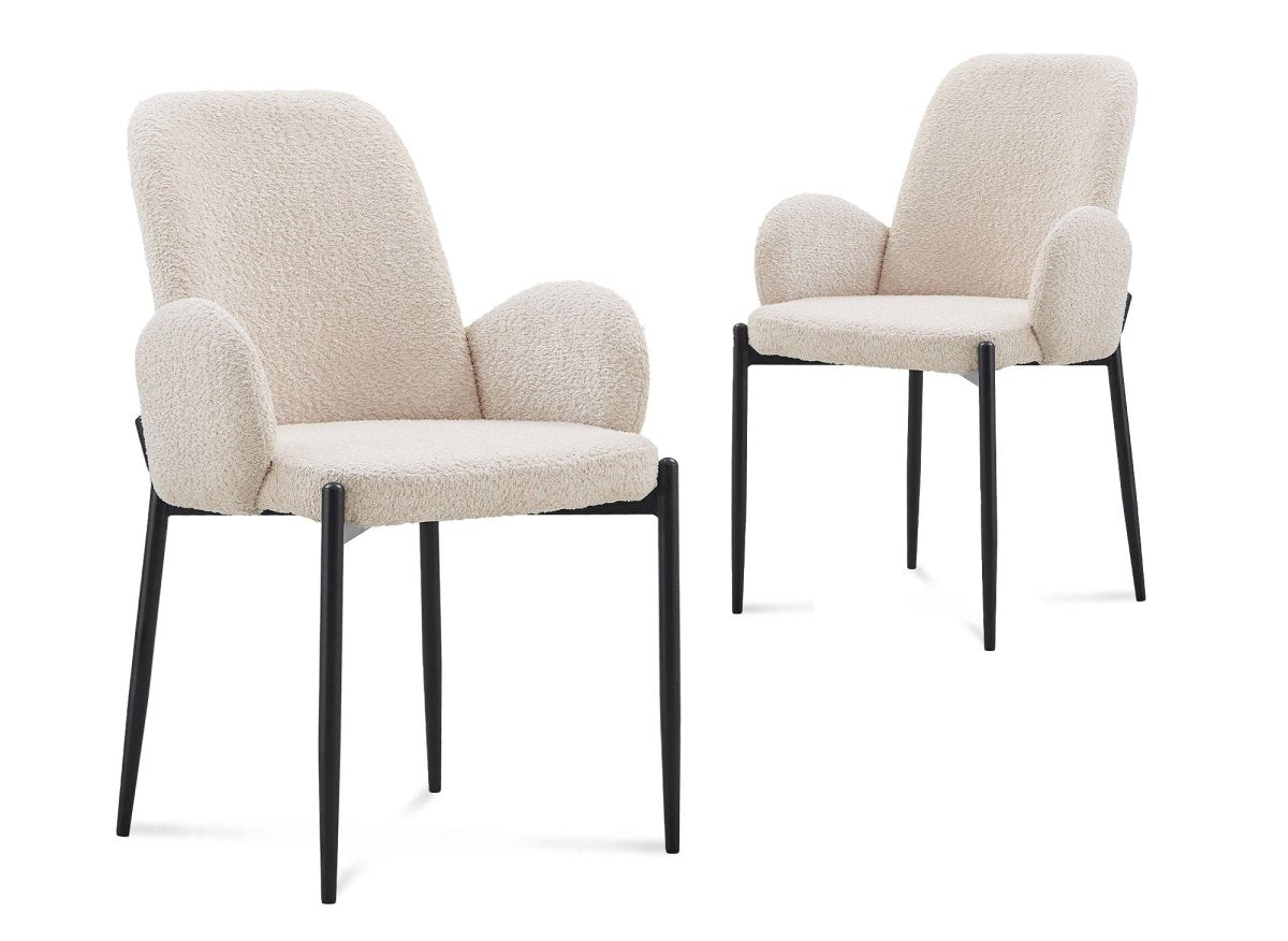 Lot de 2 chaises effet peau de mouton beige KAMILIA - DécoInParis