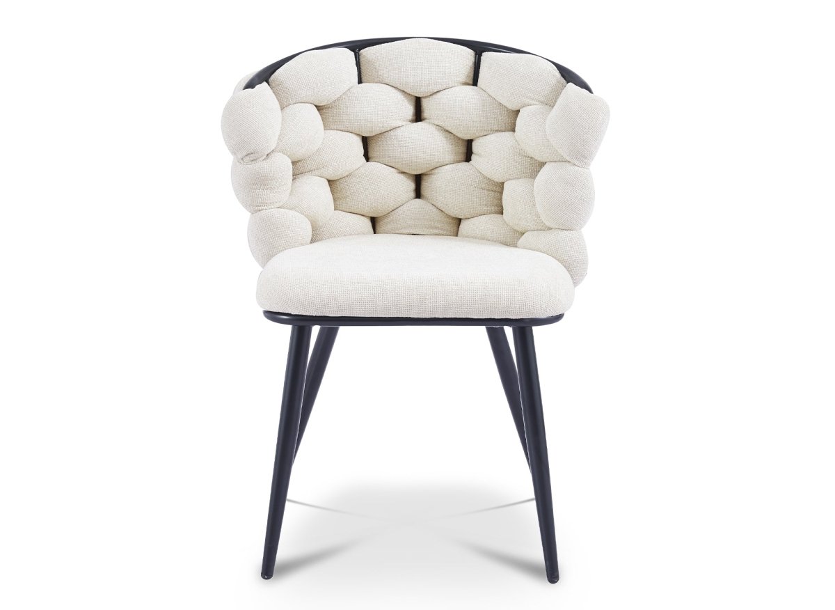 Lot de 2 chaises en tissu beige pieds en métal noir CECILE - DécoInParis