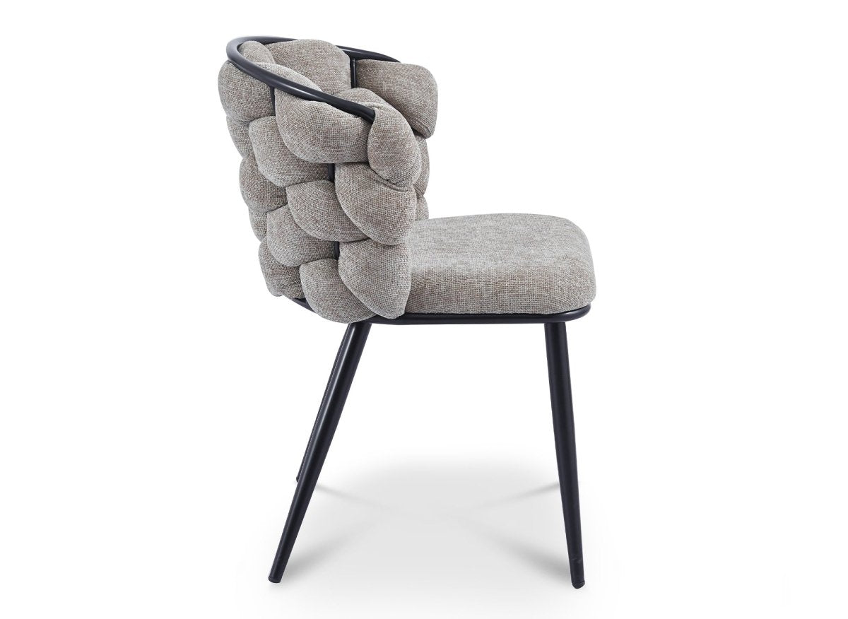 Lot de 2 chaises en tissu taupe pieds en métal noir CECILE - DécoInParis