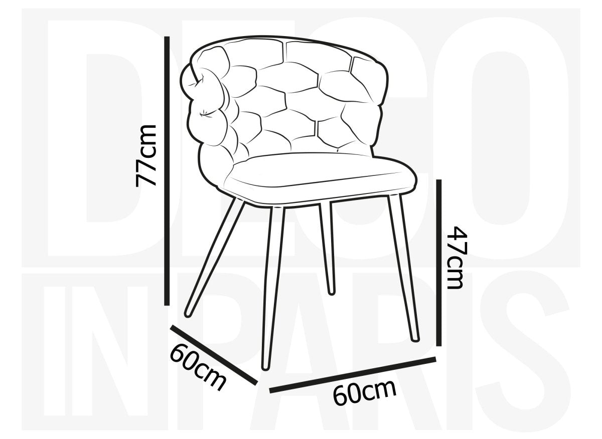 Lot de 2 chaises en tissu taupe pieds en métal noir CECILE - DécoInParis