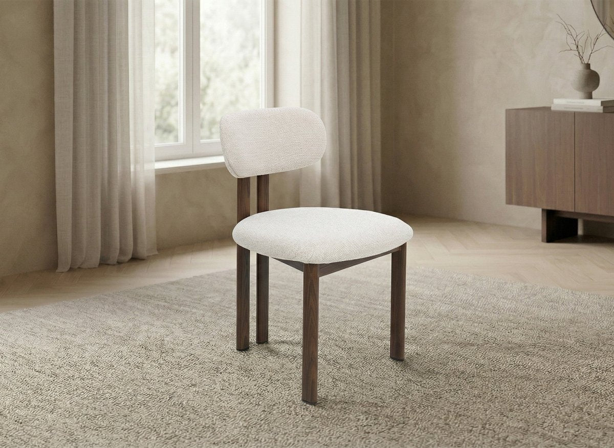 Lot de 2 chaises en tissu texturé écru pieds en métal marron LEONA - DécoInParis