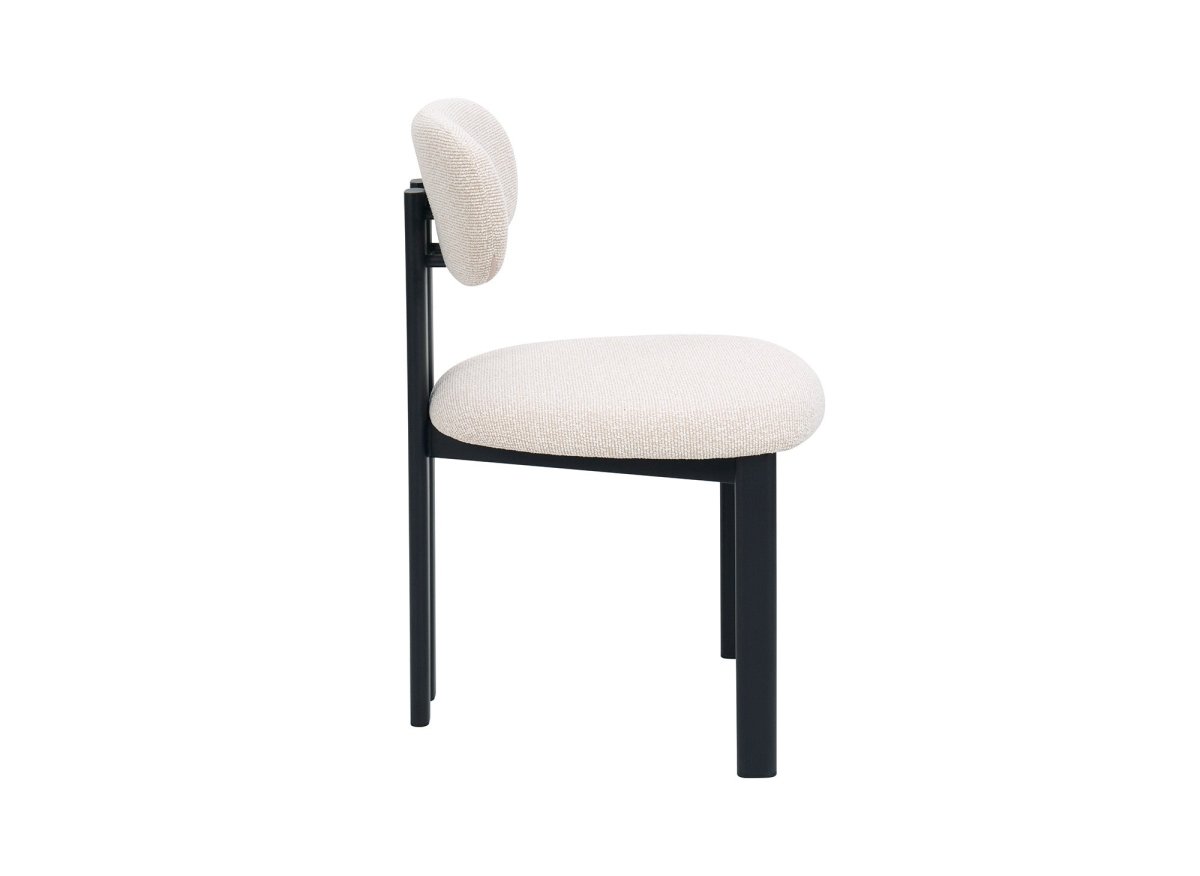 Lot de 2 chaises en tissu texturé écru pieds en métal noir LEONA - DécoInParis