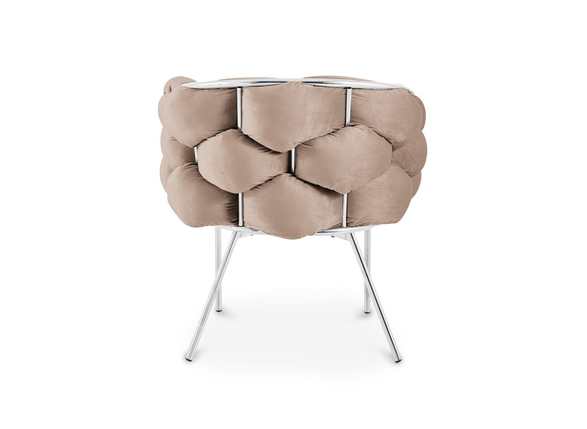 Lot de 2 chaises en velours beige pieds en métal argenté CHARLOTTE - DécoInParis