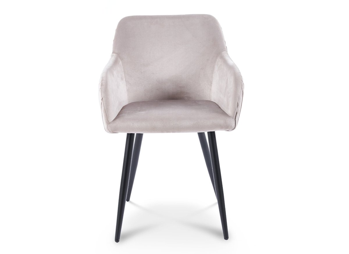 Lot de 2 chaises en velours beige pieds en métal noir DEVOR - DécoInParis