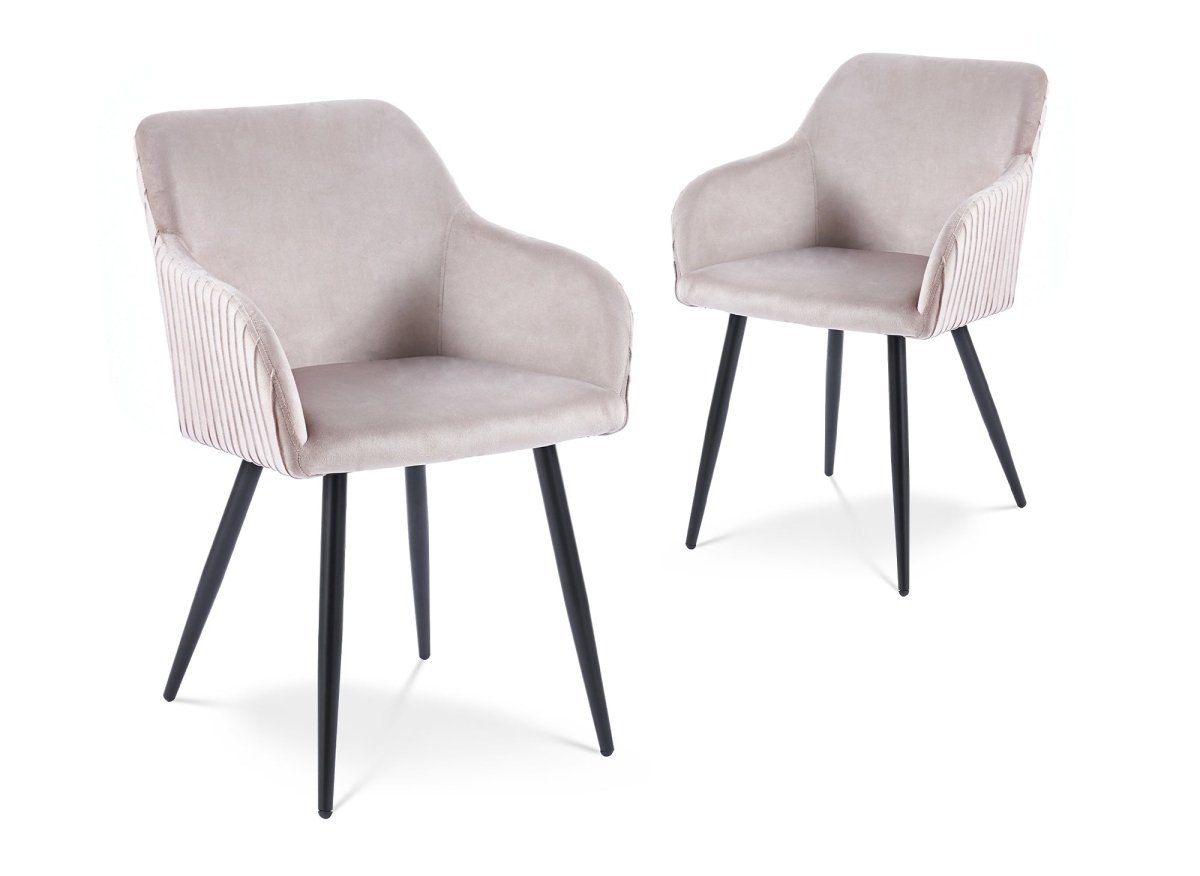 Lot de 2 chaises en velours beige pieds en métal noir DEVOR - DécoInParis