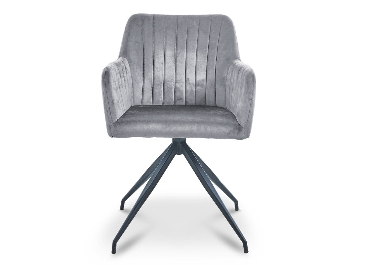 Lot de 2 chaises en velours gris pieds en métal noir RATUS - DécoInParis