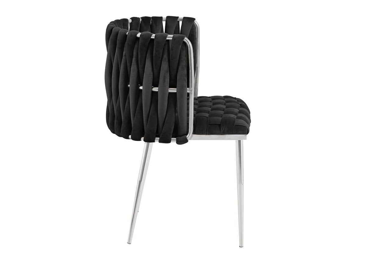 Lot de 2 chaises en velours noir pieds en métal argenté POLO - DécoInParis