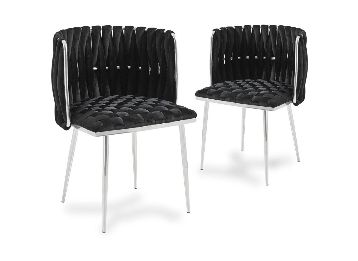 Lot de 2 chaises en velours noir pieds en métal argenté POLO - DécoInParis
