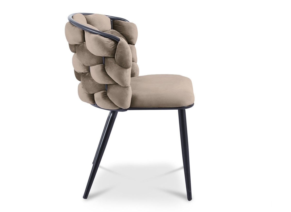 Lot de 2 chaises en velours taupe pieds en métal noir CECILE - DécoInParis
