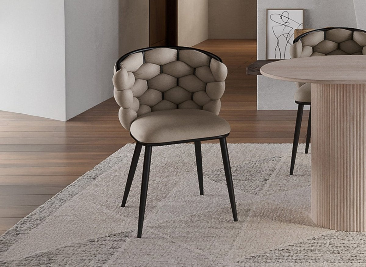 Lot de 2 chaises en velours taupe pieds en métal noir CECILE - DécoInParis