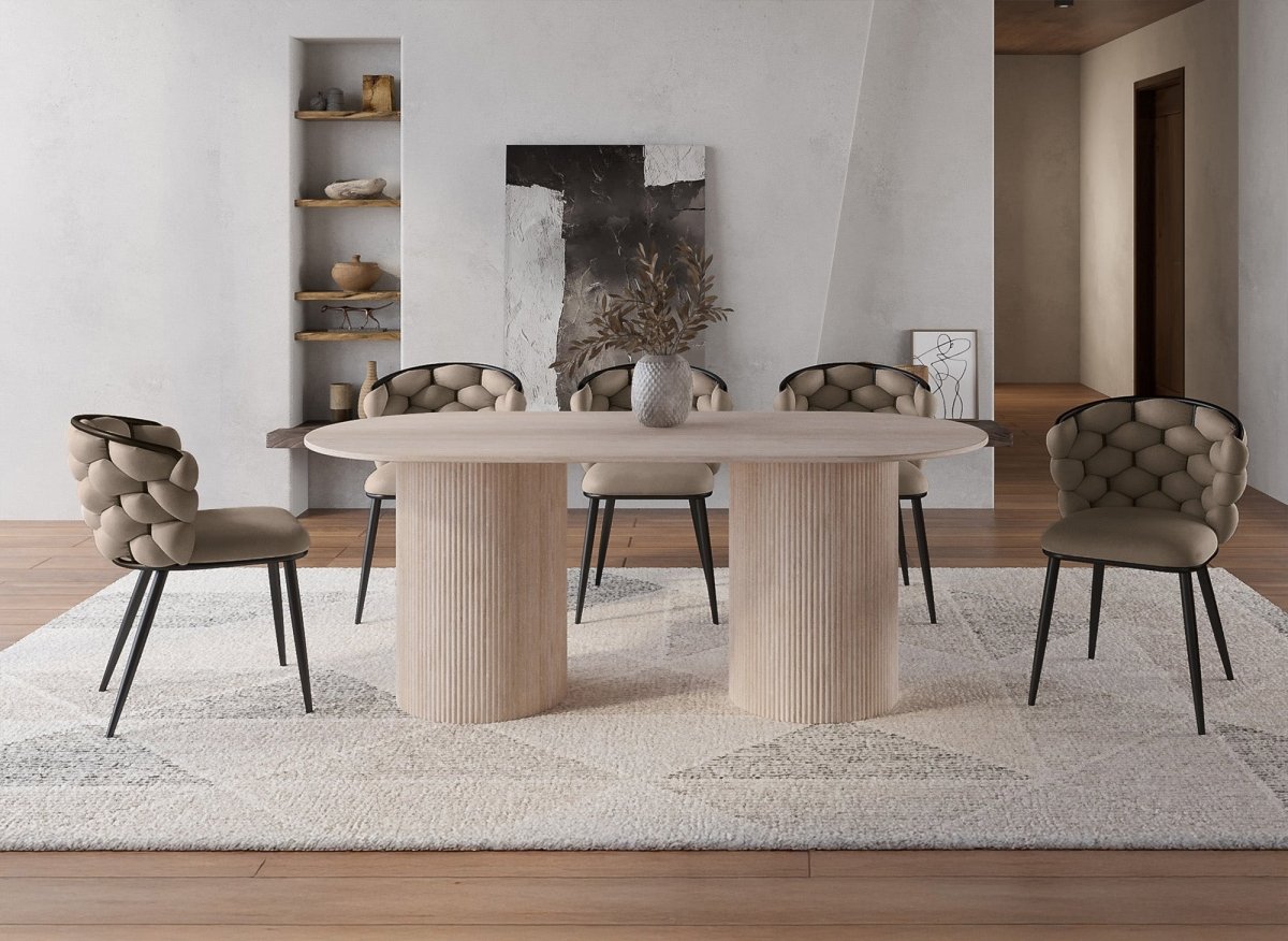 Lot de 2 chaises en velours taupe pieds en métal noir CECILE - DécoInParis