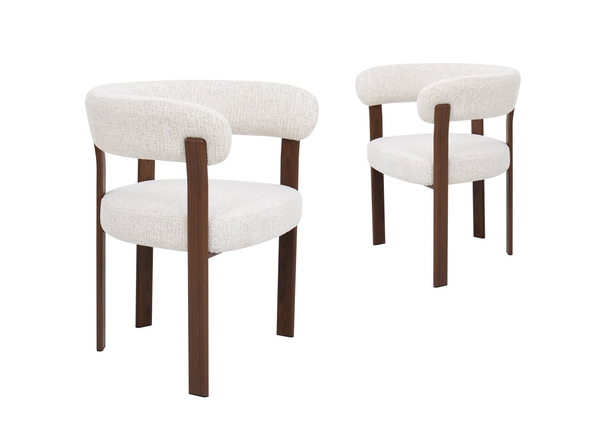 Lot de 2 chaises en velours tissé écru pieds en métal marron DIEGO - DécoInParis