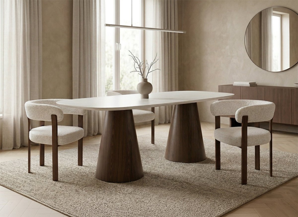 Lot de 2 chaises en velours tissé écru pieds en métal marron DIEGO - DécoInParis