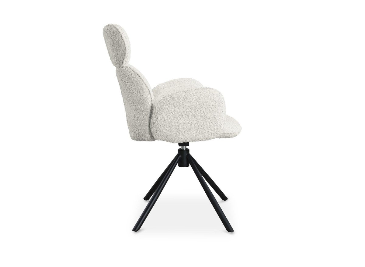 Lot de 2 chaises pivotantes avec accoudoirs en tissu effet peau de mouton beige MAGY - DécoInParis