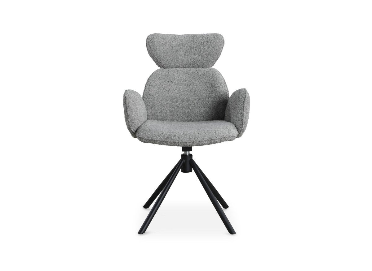 Lot de 2 chaises pivotantes avec accoudoirs en tissu effet peau de mouton gris MAGY - DécoInParis