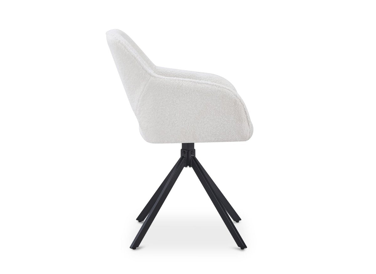 Lot de 2 chaises pivotantes design en tissu bouclette blanc écru CIEL - DécoInParis