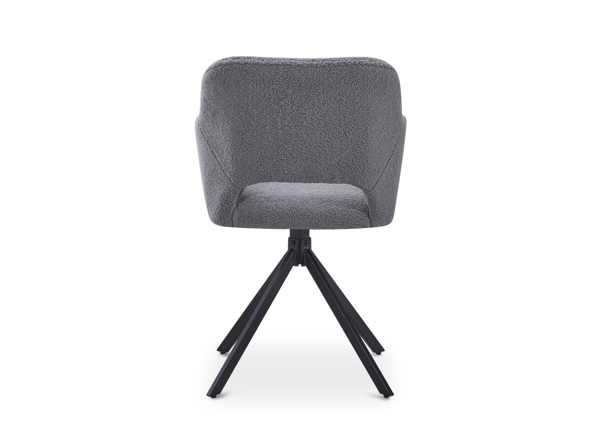 Lot de 2 chaises pivotantes design en tissu bouclette gris CIEL - DécoInParis