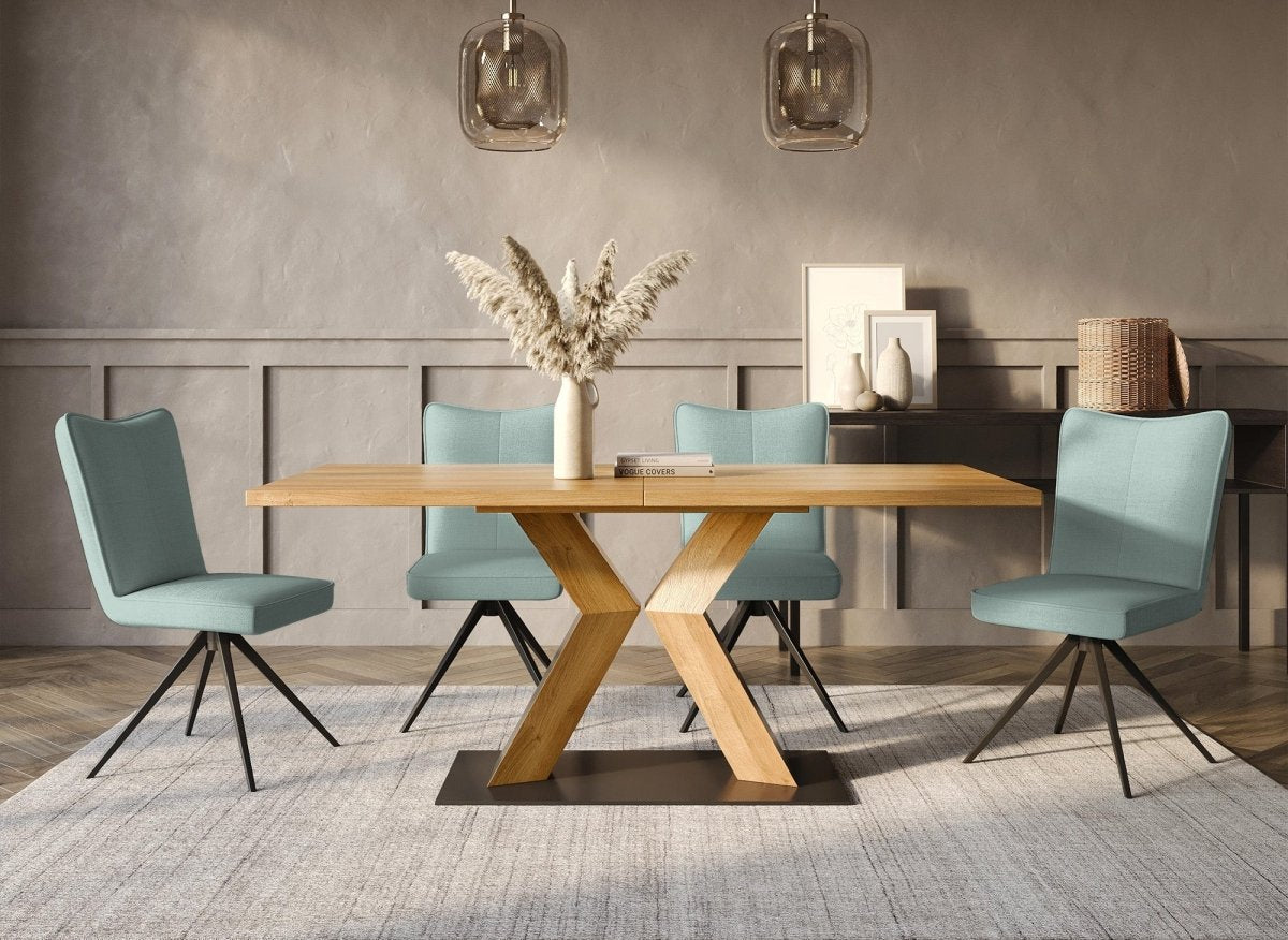 Lot de 2 chaises pivotantes en tissu vert d'eau FELICIE - DécoInParis