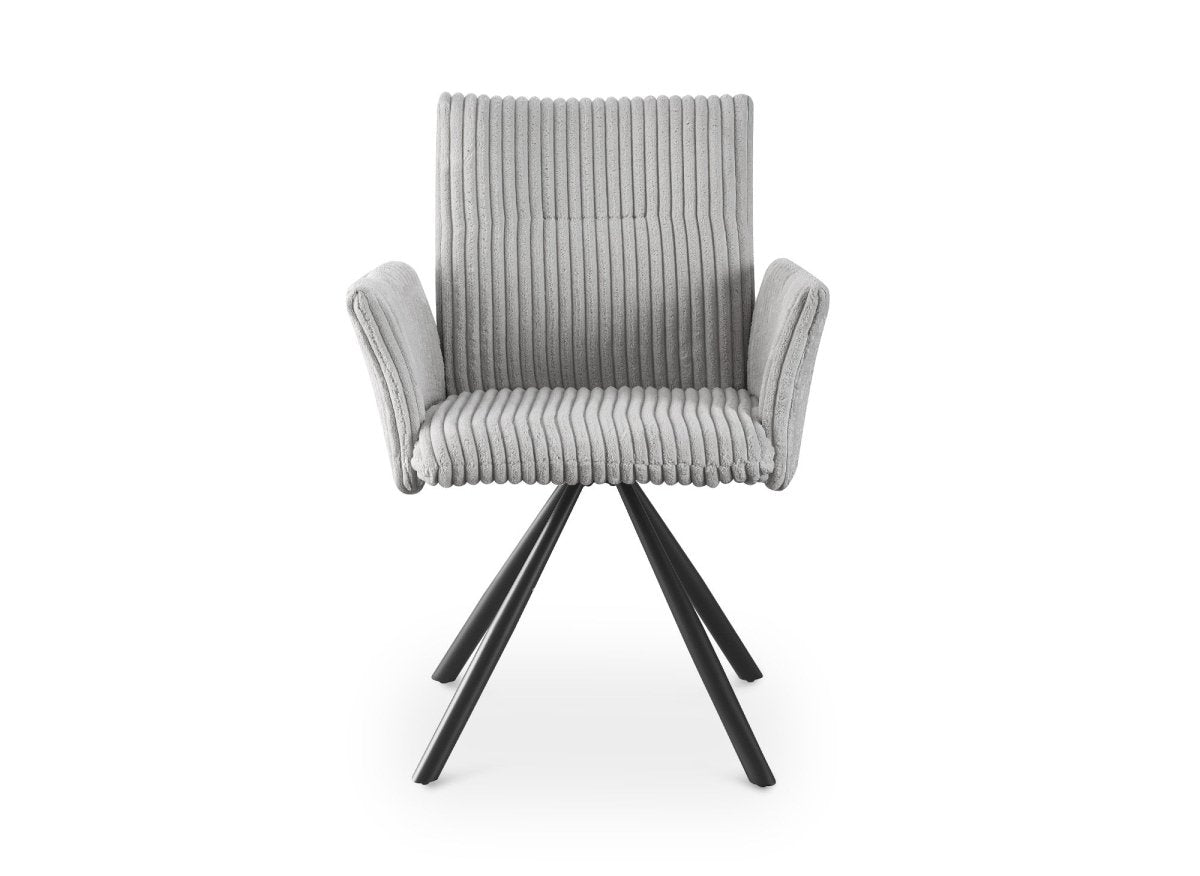 Lot de 2 chaises pivotantes en velours gros côtelé gris HOLLY - DécoInParis