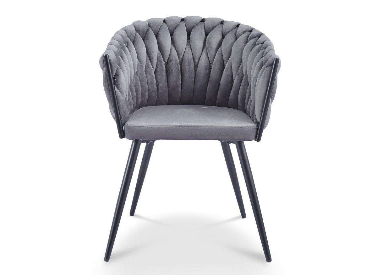 Lot de 2 chaises wave en velours gris CINDY - DécoInParis